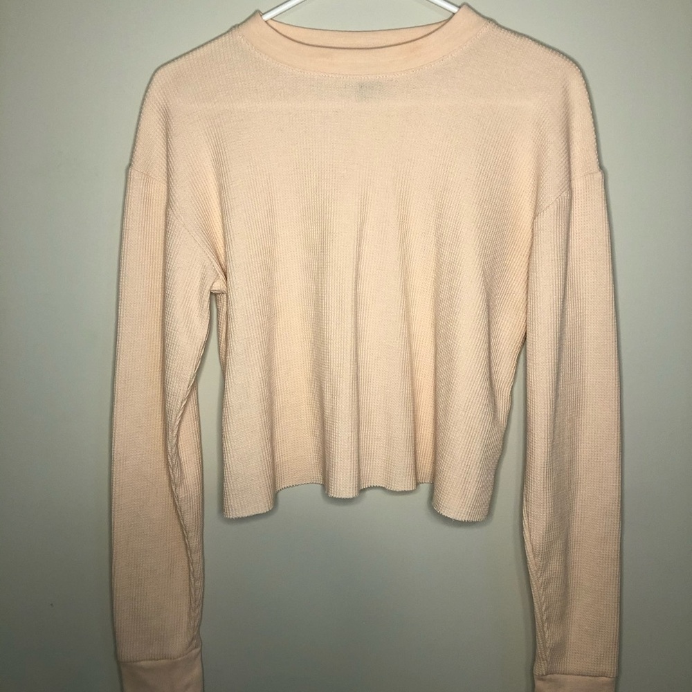 Coral Long Sleeve Crop Top